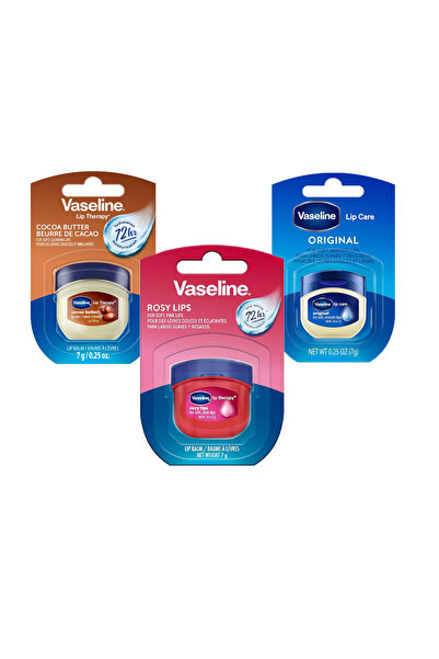 Vaseline Vaselin Lip Therapy 3'lü Set (Cocoa Butter, Rosy Lips, Original) Dud...