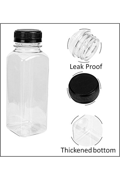 lavish 8Pcs Empty Plastic Reusable Square Shape Transparent 100ml/4Oz Bottles With Black Caps For Ju