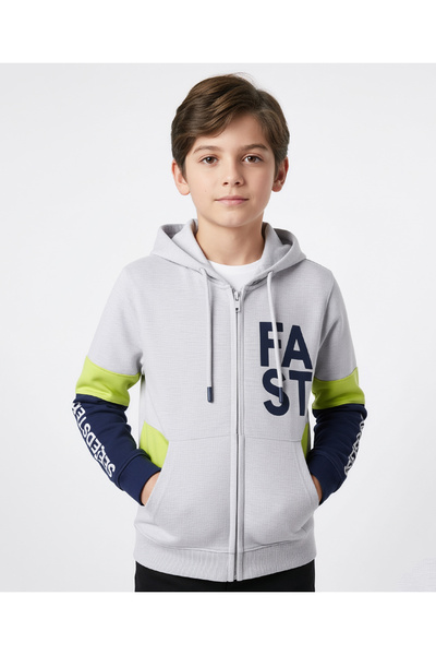 Pine kids جاكيت رياضي بأكمام طويلة من القطن الخالص 100%، بغطاء رأس وجيوب بغطا...