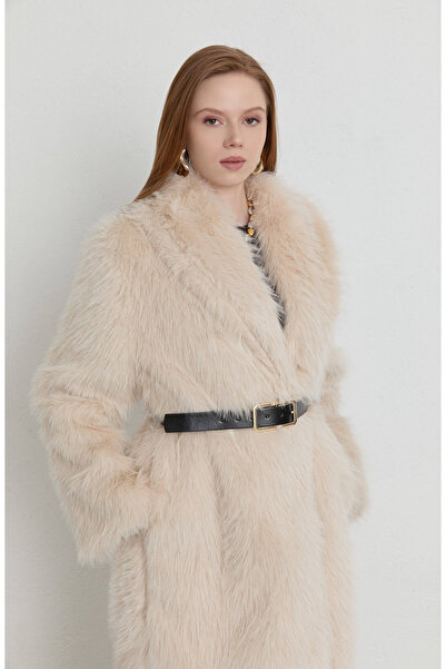 Fatma Atasoy Tüylü Taş Maksi Kürk Kaban