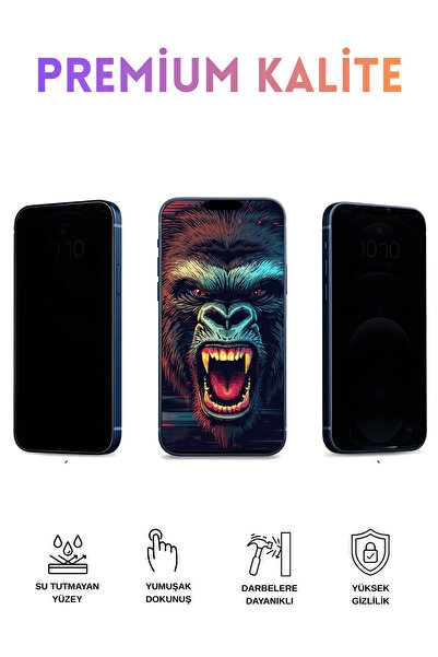 MOBİLERA iPhone 13 Uyumlu Hayalet (Privacy) Kırılmaz Cam Ekran Koruyucu - Cas...