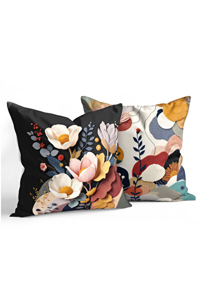 CANİLA Double-Sided Modern Abstract Patterned Digitally Printed Kirlent Cover...