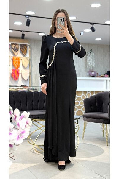 Matex - Taş Detaylı Kuyruklu Abiye Elbise