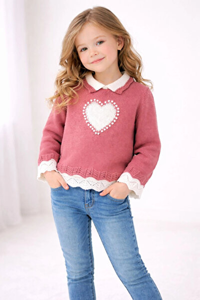 My Hanne Pearl Embroidered Girls' Sweater 4098