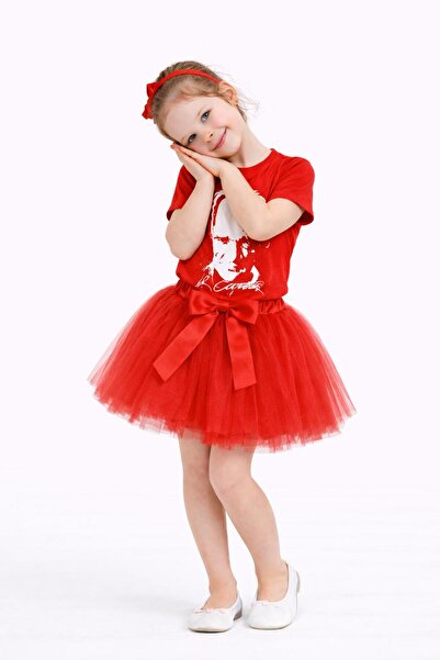 Kuraff Giyim 23 April 29 October Girls' Festival Summary Tutu Skirt and T-Shirt
