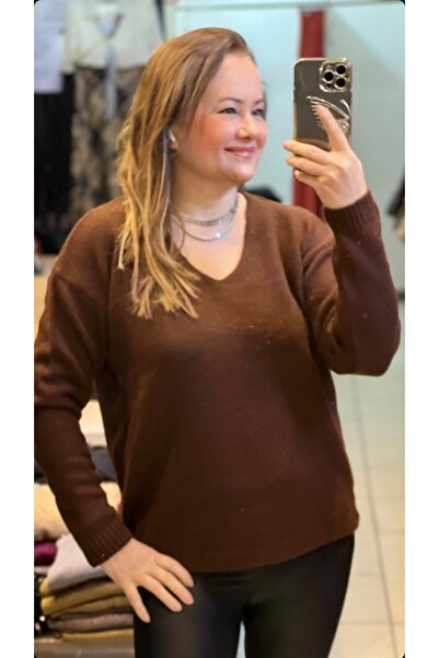 Butik Ayseba Women's V-Neck Soft Knit Sweater