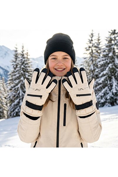 PIECE SIGNATURE Comfortable Fit Snow Gloves for Women with Fur Inside