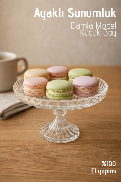 Nandy Home El Yapımı Cam, Ayaklı Damla Model Küçük Boy Sunumluk - Ayaklı Sunu...