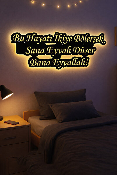 Lucenda LED Işıklı Dekoratif Duvar Tablosu Motivasyon, Atarlı & Anlamlı Söz T...