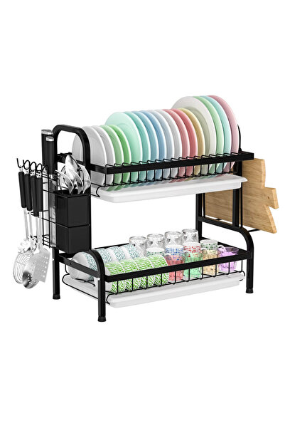 TodayShop Support Vase with 2 Levels Black - Modern and Elegant Kitchen Organ...