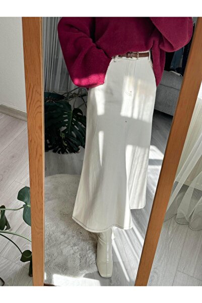 Muennesofi Ekru Denim Etek