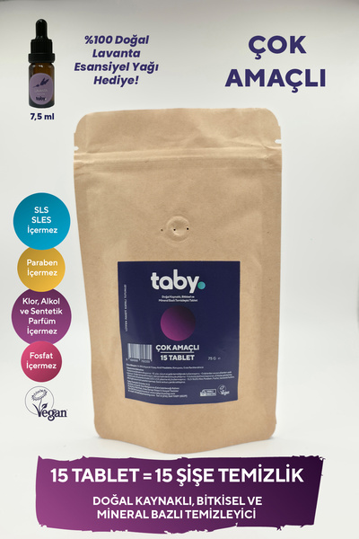 TABY Doğal Kaynaklı Bitkisel ve Mineral Bazlı Çok Amaçlı Temizleyici Tablet 1...