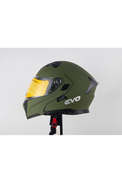 Evo ÇENE AÇILIR KASK VİZÖRLÜ MAT HAKİ YEŞİL 90612-XL