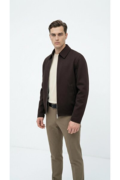 Plus Scorpion Men's Zippered Transitional Coat Jacket – Textured Shirt Collar