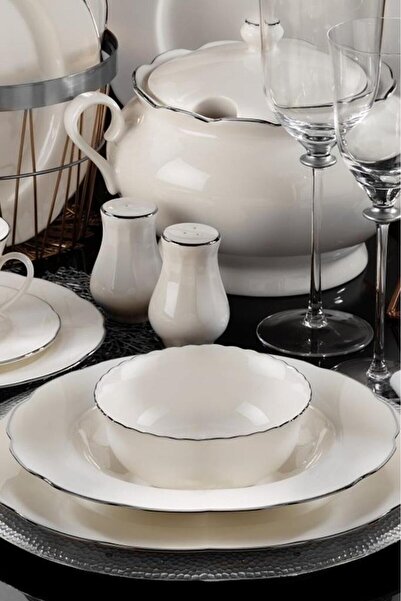 Kütahya Porselen Bone Olympos 6 Piece Soup Set Platinum