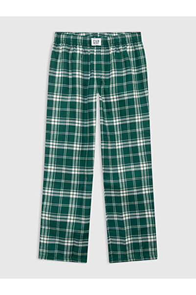 GAP Erkek Çocuk Yeşil 100% Geri Dönüştürülmüş Flannel Pijama Altı