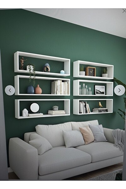RIY decor beyaz duvar rafı 6 lı