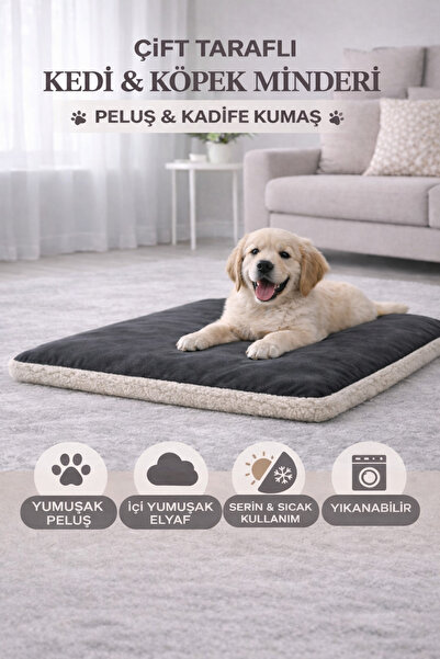 ROYKA Çift Taraflı Evcil Hayvan Yer Minderi Peluş & Döşeme Kumaş Yumuşak Pofu...