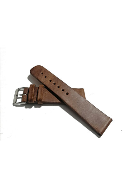 FADO & Fossil Compatible Grey Leather Watch Band Coffee 20 mm (395)