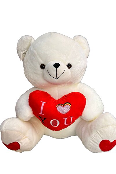 JPT White Plush Teddy Bear with "I Love You" Heart - 32cm