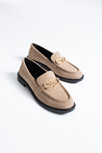 DESPİNA Perle Women's Gold Buckle Detail Loafer Shoes – Stylish, Comfortable,...