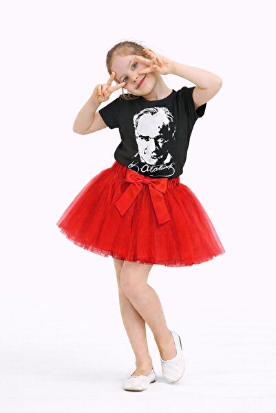 Kuraff Giyim 23 April 29 October Girls' Festival Summary Tutu Skirt and T-Shirt