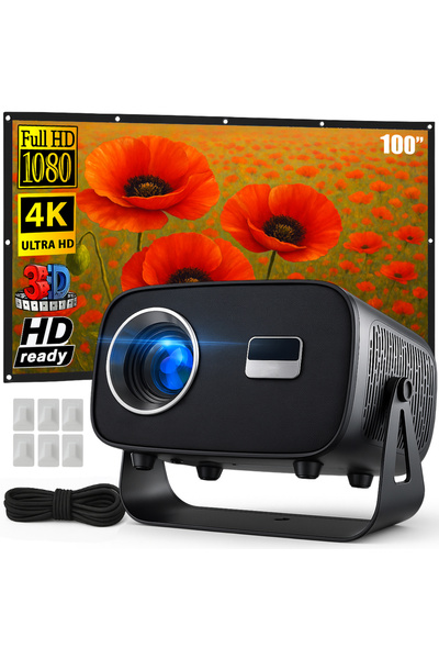 Linomag Set de proiector inteligent portabil cu ecran, Linomag®, Android 11, ...