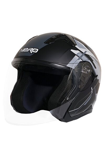GP KOMPOZİT GP NERO MKS006-MBC3G Şeffaf Vizörlü Motosiklet Yarım Kask