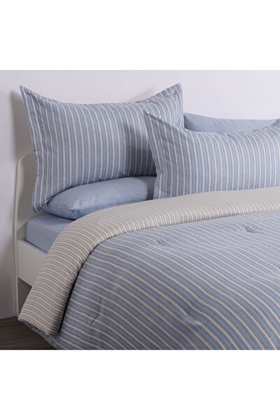 Cottage 6pcs stripe print microfiber comforter set, super king 250*260cm