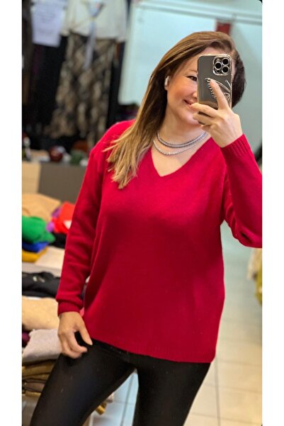 Butik Ayseba Women's V-Neck Soft Knit Sweater