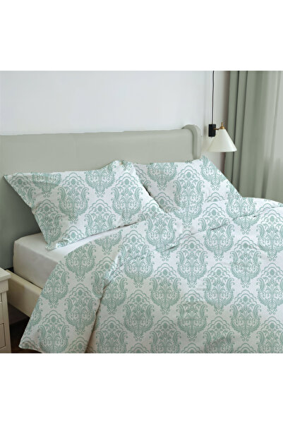 Cottage 6pcs aqua damask comforter set super king size 240*260cm