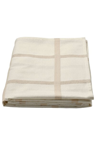 IKEA Față de masă NISSÖGA, bej/alb, 145 x 240 cm