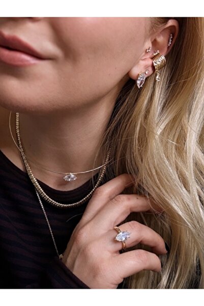 Finery by Nerrs Almond Stone Marquise Earrings