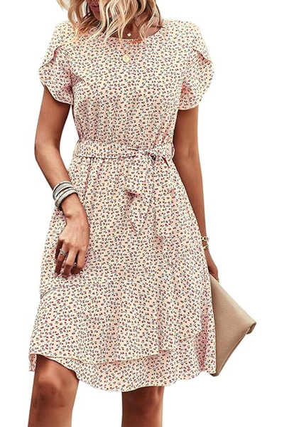 OEM Casual dress above the knee, flowy, everyday, short sleeves, round neckli...