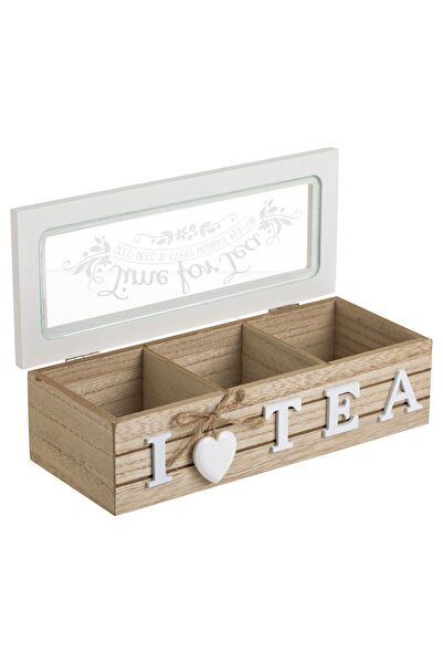 OEM Wooden box for tea bags, with 3 compartments, dimensions 24x10x7 cm