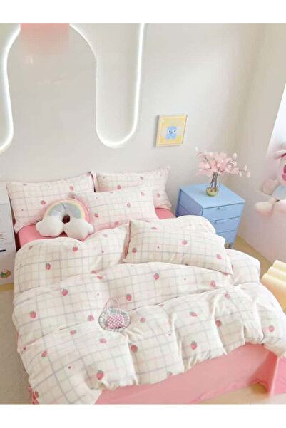 FIONNA.RO Cocolino 4-Piece Bed Linen with Elastic - Pink with Strawberries