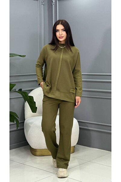 Cannes مجموعة فيكا مودرن كاكي ياقة مرتفعة متوسطة الطول السفلية والعلوية