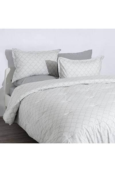 Cottage 6pcs cotton comforter set king, 240*220cm, geo grey pattern