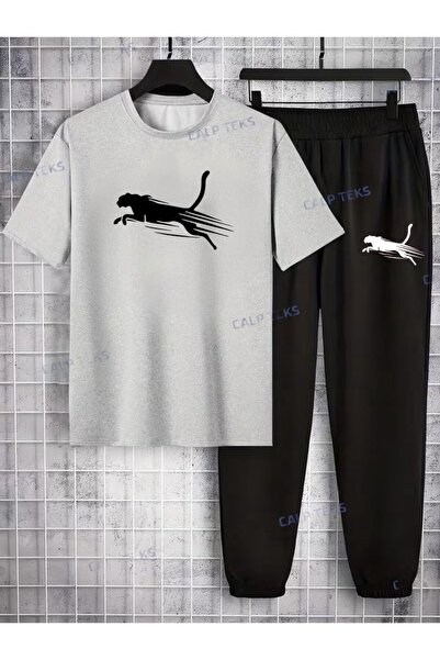 CALP TEKS Cheetah Printed Top and Bottom Set (T-Shirt and Long Pants)