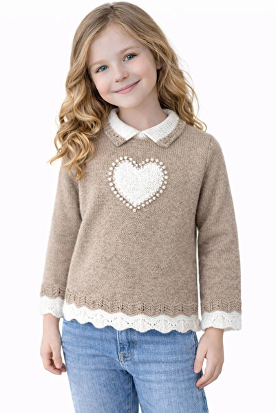 My Hanne Pearl Embroidered Girls' Sweater 4098