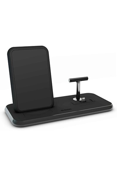 ZENS شاحن لاسلكي سريع من الألومنيوم معتمد من Qi و MFi، مزود بقاعدة تثبيت، متو...