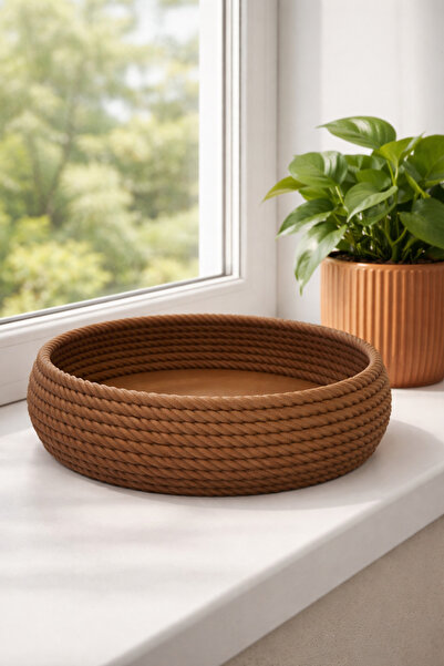 Alpin Hasır Görünümlü İp Desenli Kase – Şık Dekoratif Sunum ve Düzenleme Kase...