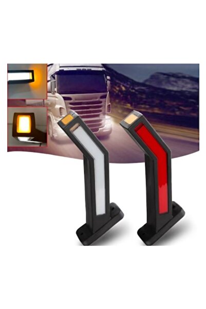 INELAG Set de 2 lumini de marker LED, stânga dreapta, alb, roșu, galben 12-24...