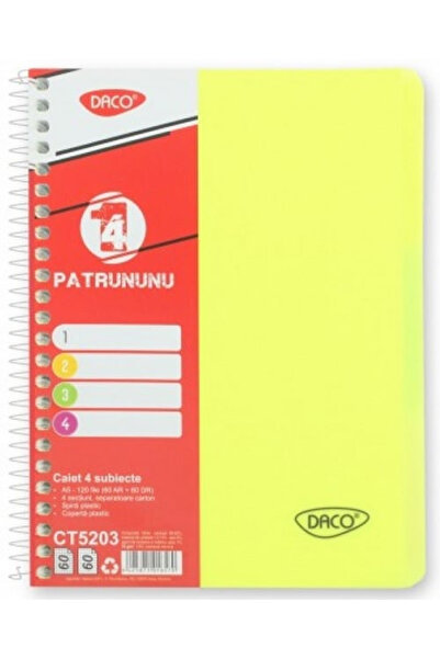 daço A5 notebook 4 subjects 120 sheets Plastic cover