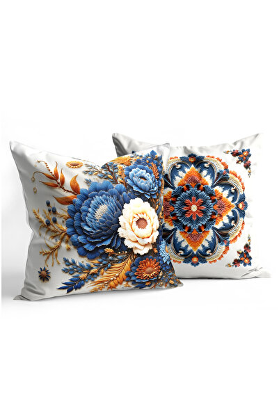 CANİLA Double-Sided Pop Flower Patterned Digitally Printed 3D Case Set of 2