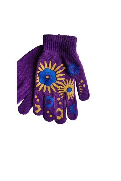 Malinka Рукавички з візерунком чорного, рожевого, синього та фіолетового коль...