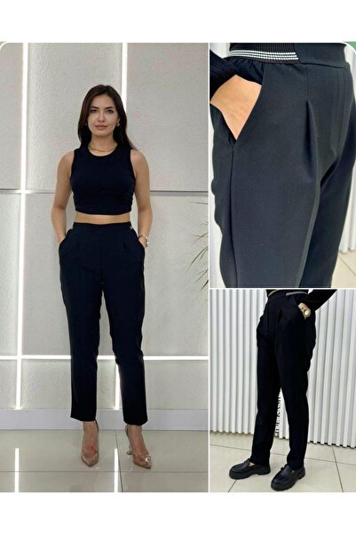 KASİDE beli lastikli kumaş pantolon