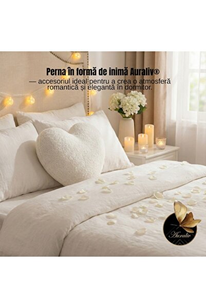 AURALIV ® Pernă în formă de inimă – Albă 45×45 cm