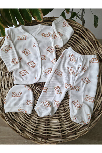 Özlev Baby طقم ملابس داخلية للأطفال من Yavru Ayı مطبوع مصنوع من القطن بنسبة 100%