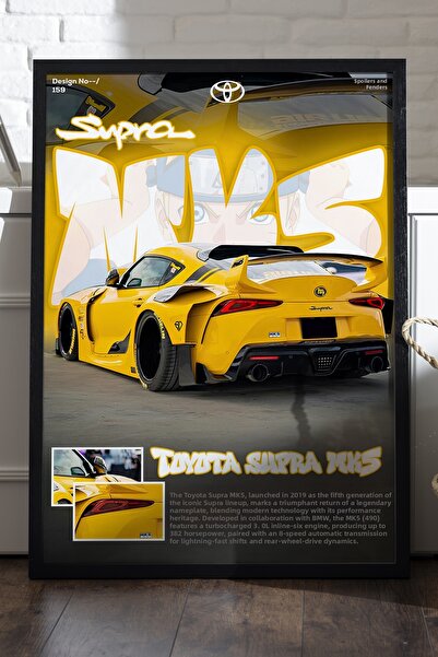 Duvarda Poster cu ramă din lemn negru Toyota Supra MK5, pictură decorativă de...